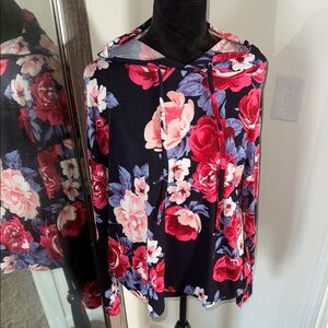 Poof! Blue and Black Relaxed Long Sleeve Sweatshirt